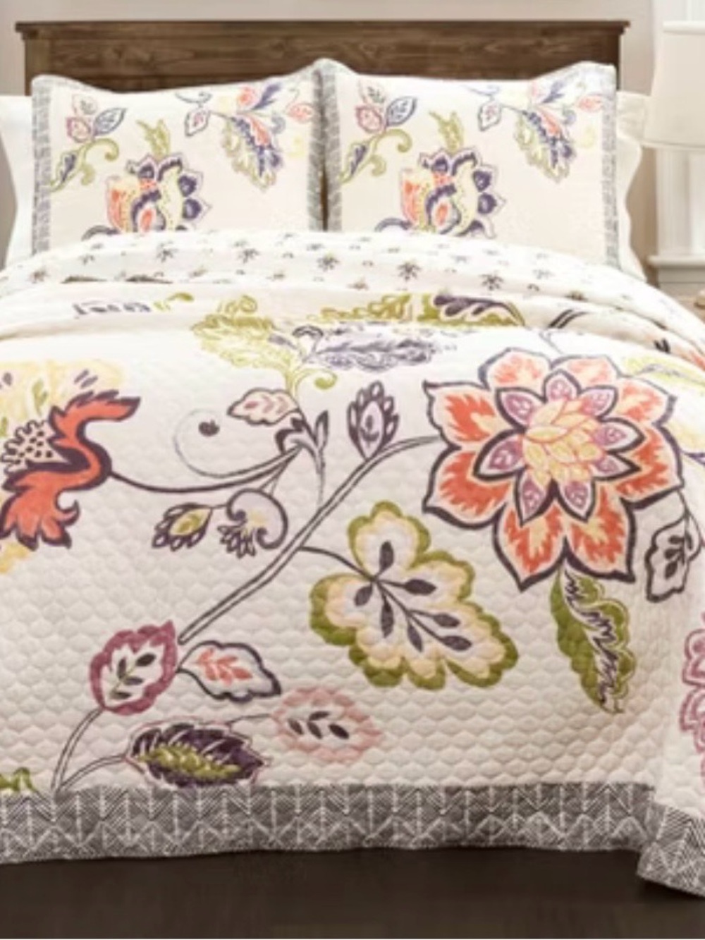New~Lush Decor~Aster 3 Piece Reversible Quilt Set~King Size Quilt~2 Shams